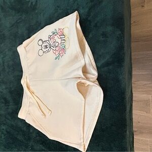 Disney Women's Cream Athletic Shorts with Mickey Mouse